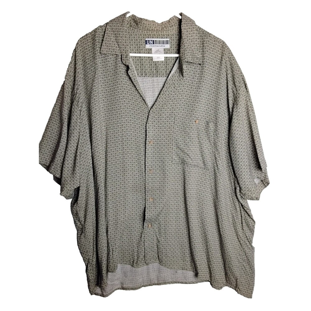 UNTIED a break from tradition Men's Short Sleeve Green, Gray Pattern Large